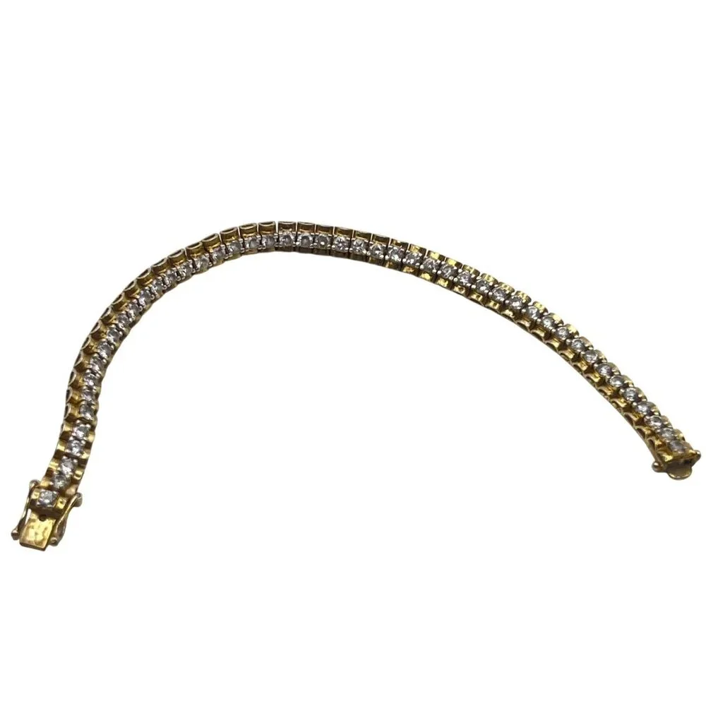 PAJ Sterling Silver Vermeil CZ Tennis Bracelet 7" 15.27g 6mm Classic Layering - Picture 8 of 13